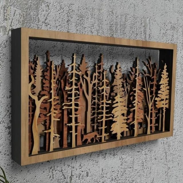 Wall Decor - WoodForrest 3D - Enchanting Forest Scene - Fox & Tree Shadow