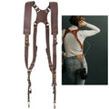 Quick Release Anti-Slip Dual Shoulder Leather Harness Camera Strap with Metal Hook for SLR / DSLR Cameras (Brown)