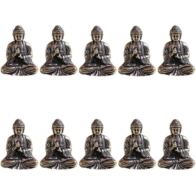 10 pieces mini brass sitting Buddha statue figure for travel Buddhism worship home office desk decoration