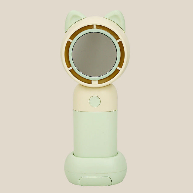 Ladies Portable Hand Fan with Integrated Mirror Function