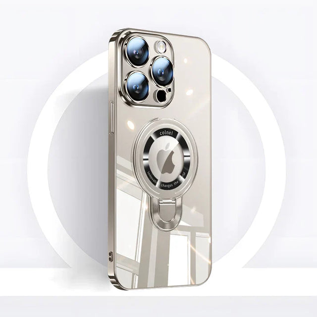 iPhone MagSafe Series | Transparent electroplated rotating stand phone case