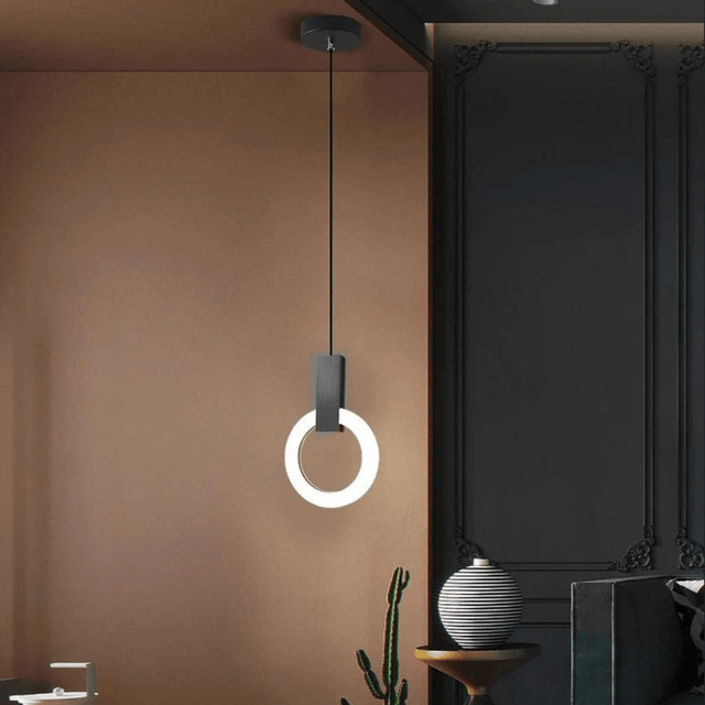Nordic LED Pendant Lamp Made of Wood, Round