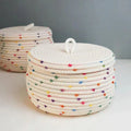 Large storage basket made of cotton rope with lid