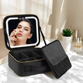 Travel Makeup Bag with LED Mirror and Spacious Storage