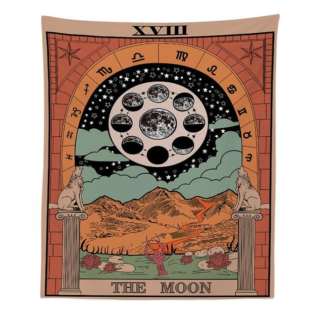 "The Moon" Tarot coloured Tapestry