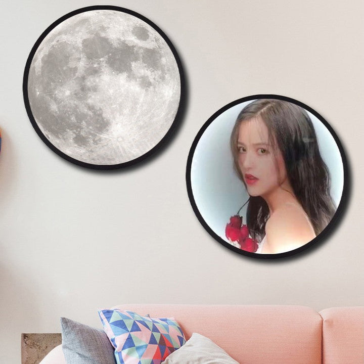 2-in-1 Mirror and Light, with Moon Painting, LED Ambient Light &amp; USB Power, for Home, Office and Bedroom