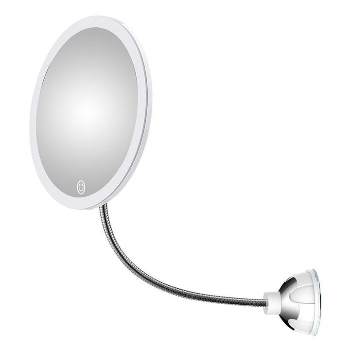 Makeup mirror with LED &amp;amp; magnification - with suction cup and flexible arm |