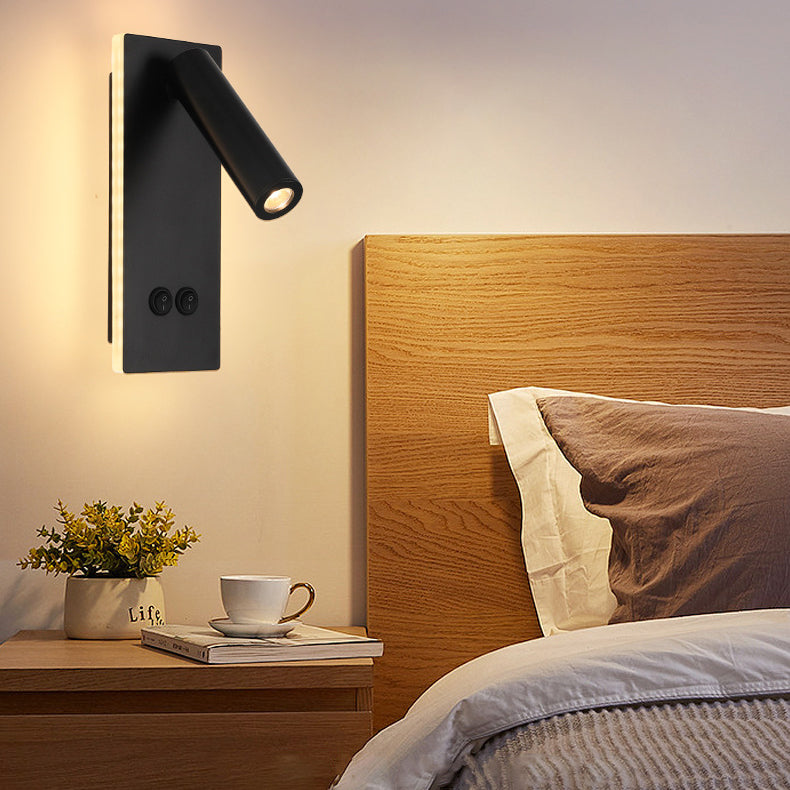 Modern Minimalistic Rectangular Round Iron Aluminum LED Wall Lamp For Bedroom