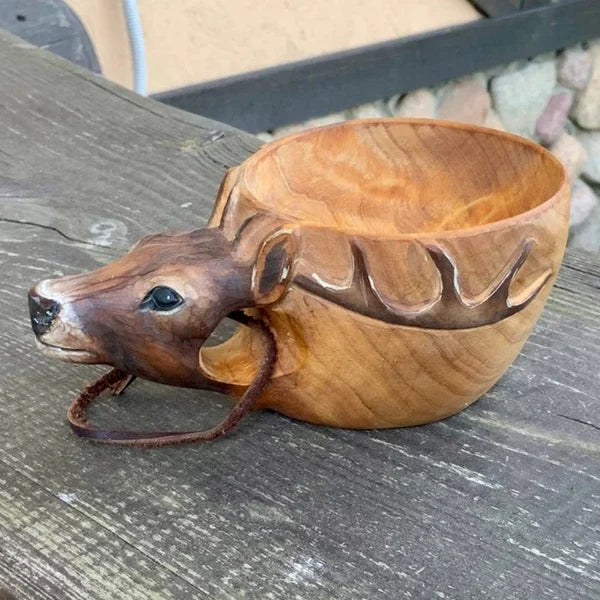 Wooden Cup - WildSip - Handmade Animal Design - Adventurous Hydration