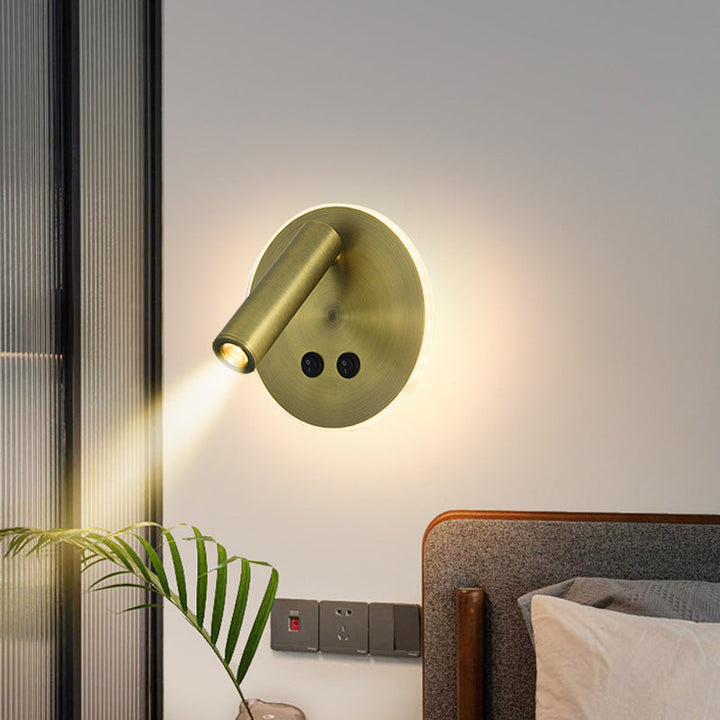 Modern Minimalistic Rectangular Round Iron Aluminum LED Wall Lamp For Bedroom