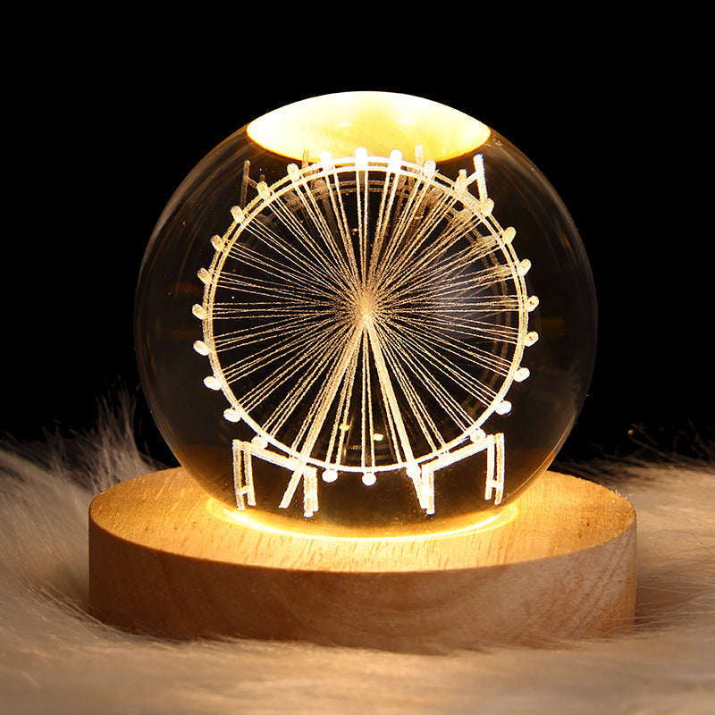 LED Night Light Galaxy Crystal Ball Table Lamp 3D Planet Moon Lamp Bedroom Home Decor For Kids Party Children&