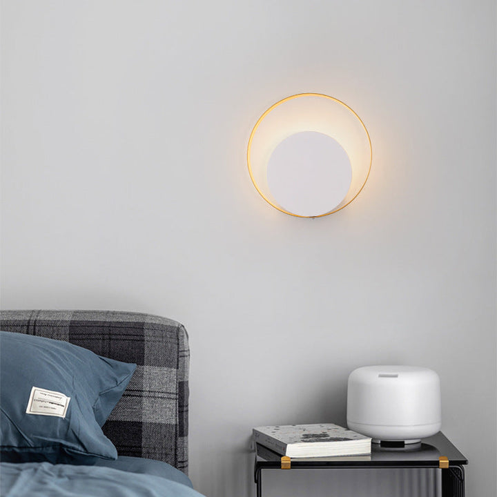 Modern Minimalist Iron Circle Ring 1-Light Wall Sconces Lamp For Bedroom