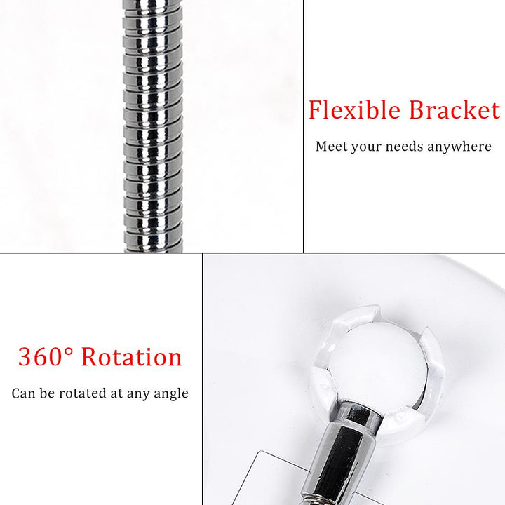 Makeup mirror with LED &amp;amp; magnification - with suction cup and flexible arm |