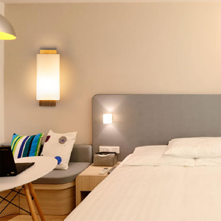 Modern minimalist solid wood square glass column 1-light wall sconces lamp