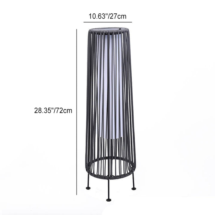 Modern Minimalist Solar Waterproof Round Vertical Pull Strip Iron Rattan LED Standing Floor Lamp For Outdoor Patio |