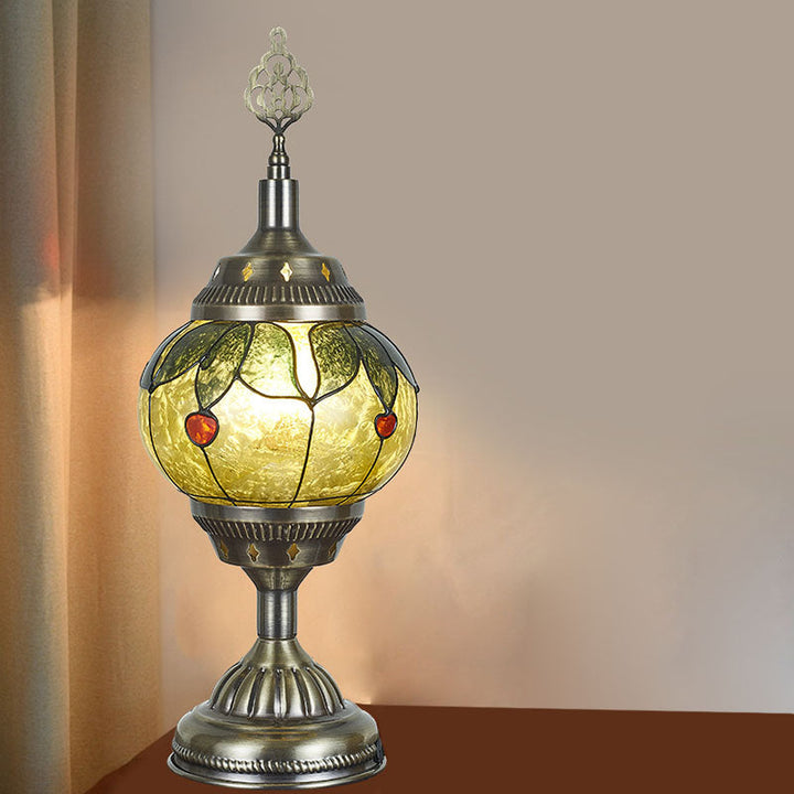 Traditional Tiffany romantic oval iron enameled 1-light table lamp for the bedroom