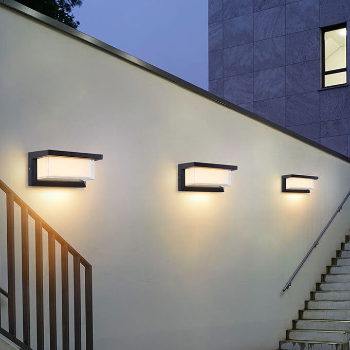 Modern Minimalist Solar Rectangle PC LED Outdoor Wall Light Lamp For Outdoor Patio