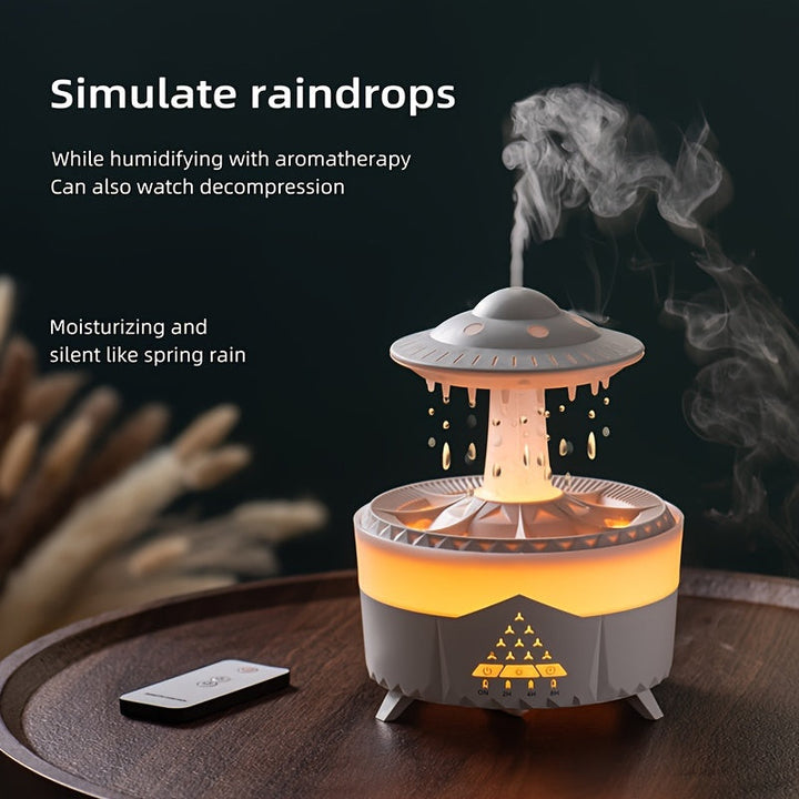 Relaxing Raindrop Aromatherapy Essential Oil Diffuser - LED Light &amp; Humidifier