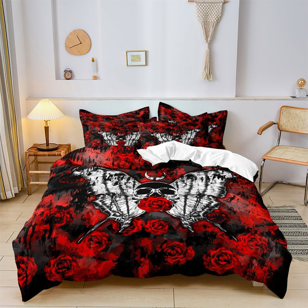 GothicLuxe - Skull &amp; Rose-Themed Bed Set