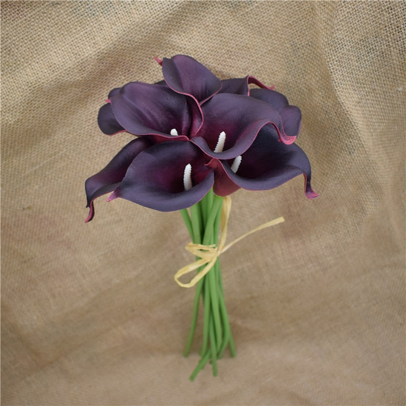10 marine blue Calla lily PU Real Touch flowers wedding decoration bouquets table decoration artificial flowers home decor
