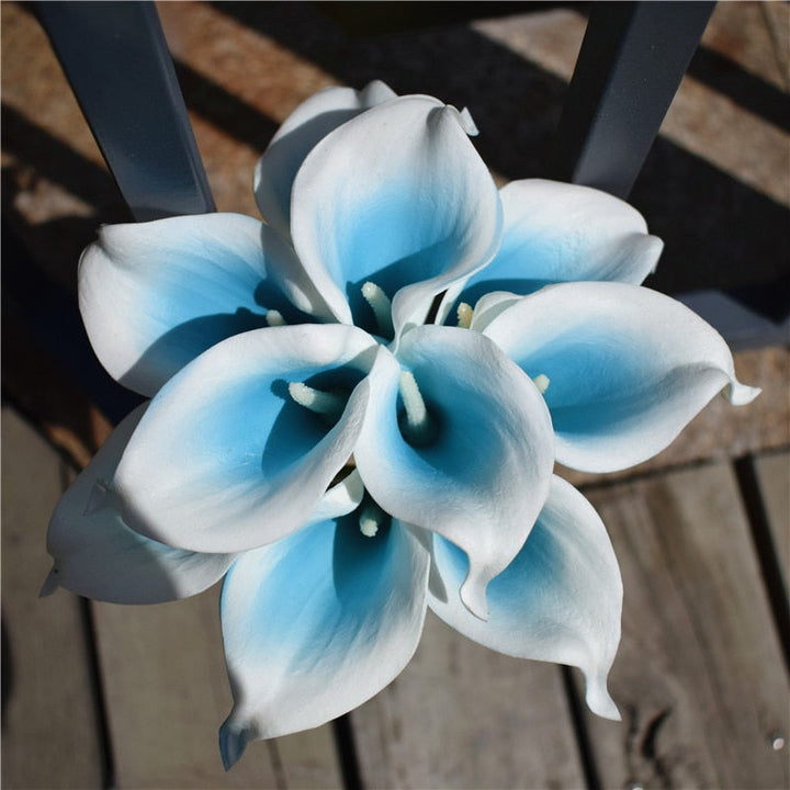 10 marine blue Calla lily PU Real Touch flowers wedding decoration bouquets table decoration artificial flowers home decor