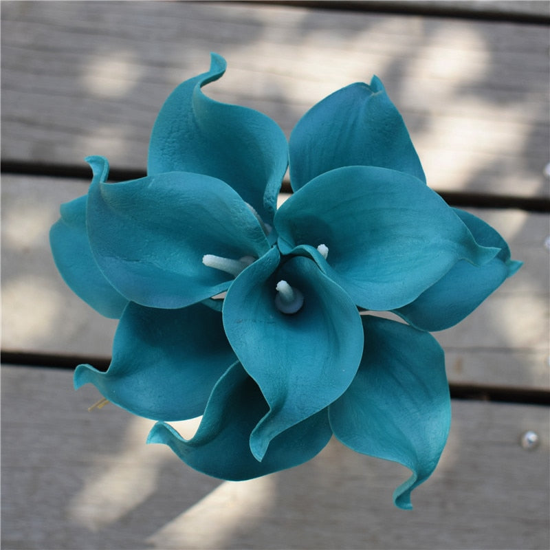 10 marine blue Calla lily PU Real Touch flowers wedding decoration bouquets table decoration artificial flowers home decor