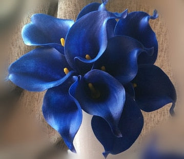 10 marine blue Calla lily PU Real Touch flowers wedding decoration bouquets table decoration artificial flowers home decor