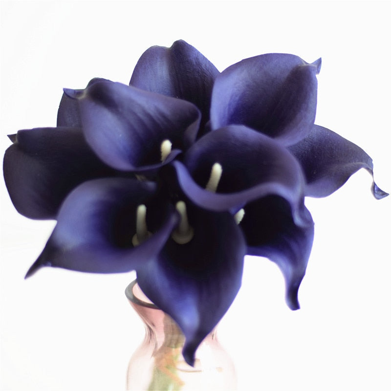 10 marine blue Calla lily PU Real Touch flowers wedding decoration bouquets table decoration artificial flowers home decor