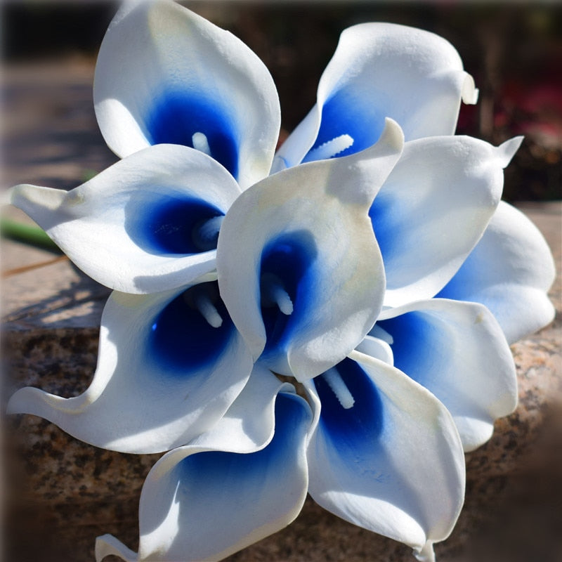 10 marine blue Calla lily PU Real Touch flowers wedding decoration bouquets table decoration artificial flowers home decor
