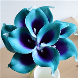 10 marine blue Calla lily PU Real Touch flowers wedding decoration bouquets table decoration artificial flowers home decor