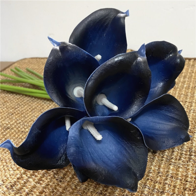 10 marine blue Calla lily PU Real Touch flowers wedding decoration bouquets table decoration artificial flowers home decor