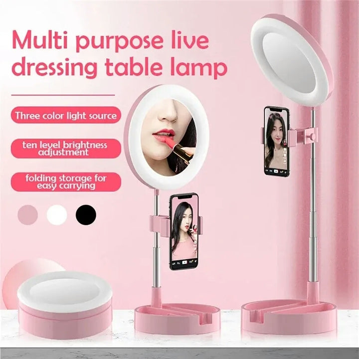 Selfie Ring Light with Makeup Mirror &amp; Phone Holder Kit