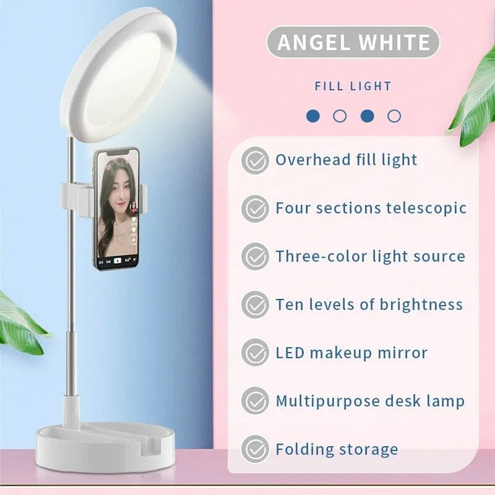 Selfie Ring Light with Makeup Mirror &amp; Phone Holder Kit