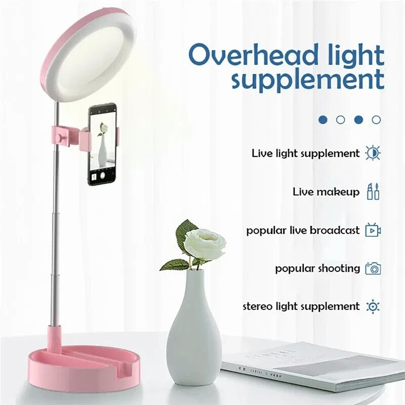 Selfie Ring Light with Makeup Mirror &amp; Phone Holder Kit