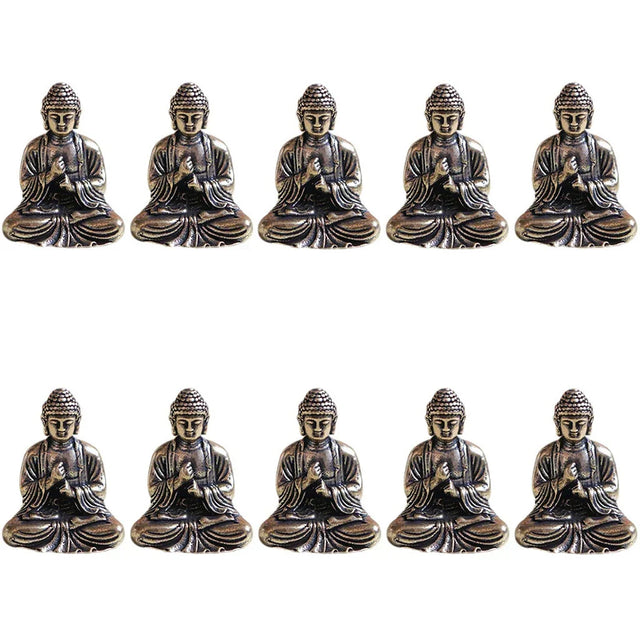 10 pieces mini brass sitting Buddha statue figure for travel Buddhism worship home office desk decoration