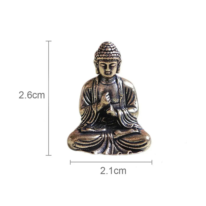 10 piece Miniature Brass Sitting Buddha Statue Figure for Travel Buddhism Worship Home Office Desk Decoration