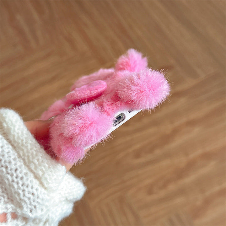 Funny Tongue Sticking Out Plush Phone Case For iPhone