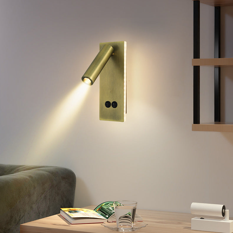 Modern Minimalistic Rectangular Round Iron Aluminum LED Wall Lamp For Bedroom