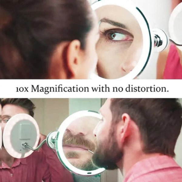 Luminessa LED Magnifying Mirror with Swan Neck | 10x Zoom &amp; Daylight LED | Flexible &amp; Cordless