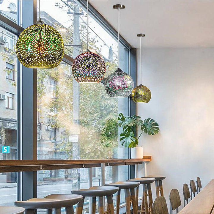 Modern creative 3D colourful firework glass 1-light dome pendant lamp