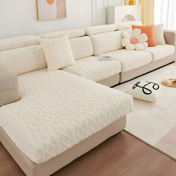 Samt-Sofa cover with diamond pattern – Soft &amp; Luxurious | Perfect fit for any couch |