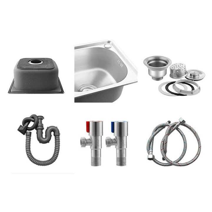 Modern Bar Prep Mirror Stainless Steel with Faucet Workstation Rack