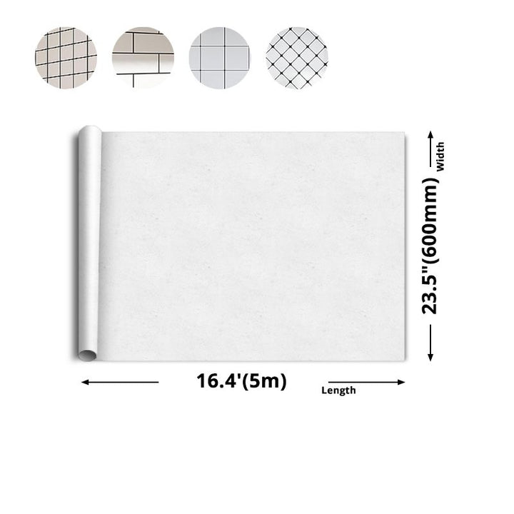 White Peel &amp; Stick Tile Mirror Plastic Grid Wallpaper for Kitchen and Bathroom