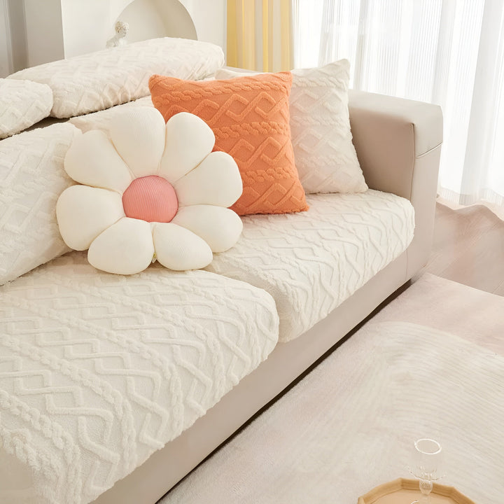 Samt-Sofa cover with diamond pattern – Soft &amp; Luxurious | Perfect fit for any couch |