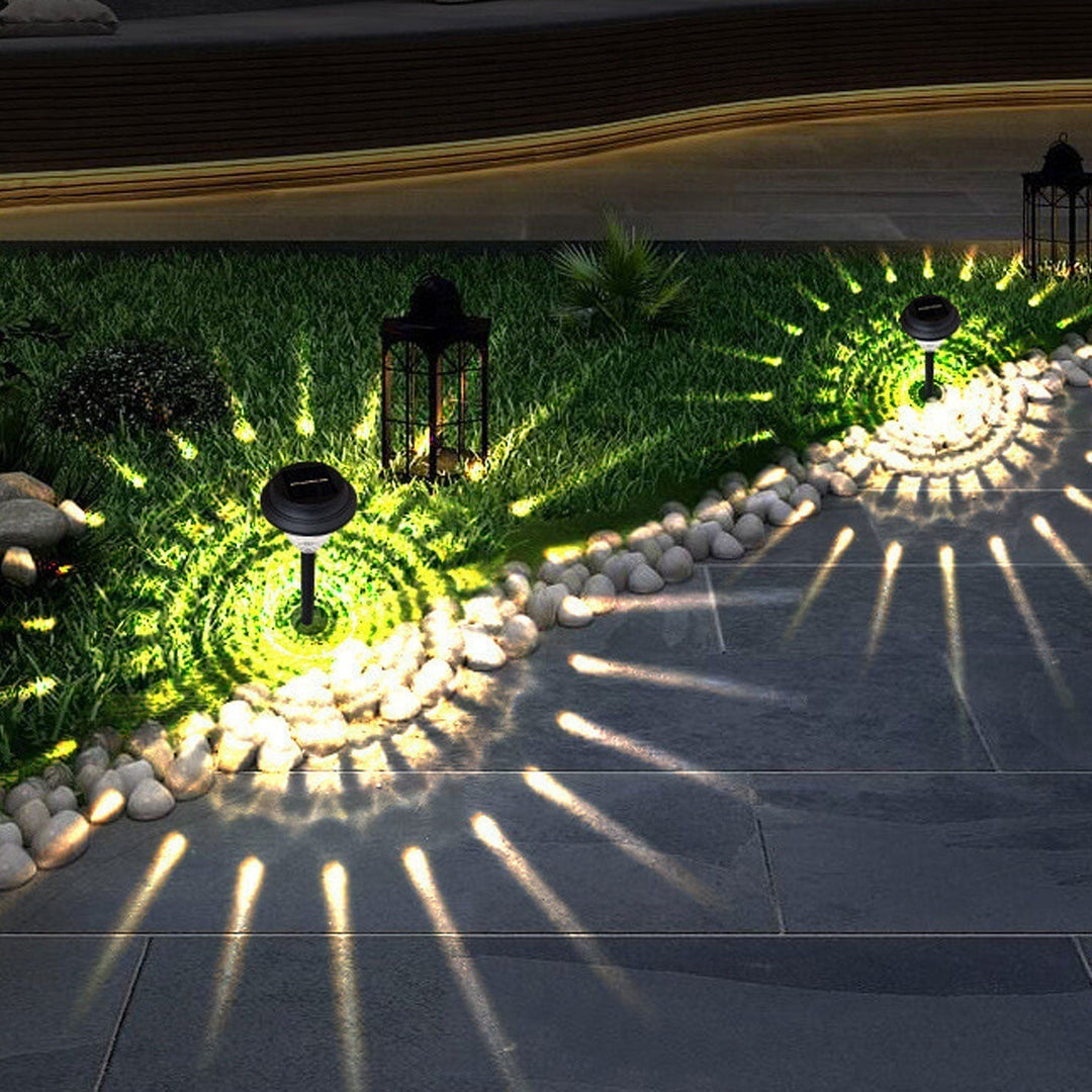 Solar waterproof circular divergent light shadow design LED outdoor garden decorative light