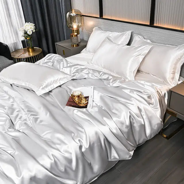 Luxury Solid Satin Duvet Cover - SilkSerenity