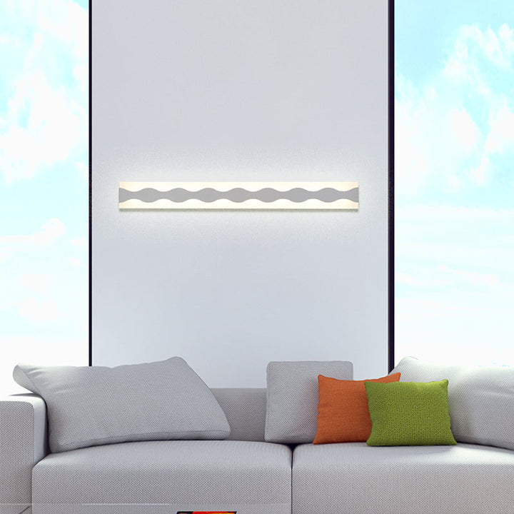 16"/19.5" Width LED Bathroom Mirror Lighting with Wave Acrylic Shade White Wall Sconce in Warm/White Light