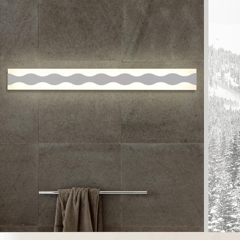 16"/19.5" Width LED Bathroom Mirror Lighting with Wave Acrylic Shade White Wall Sconce in Warm/White Light