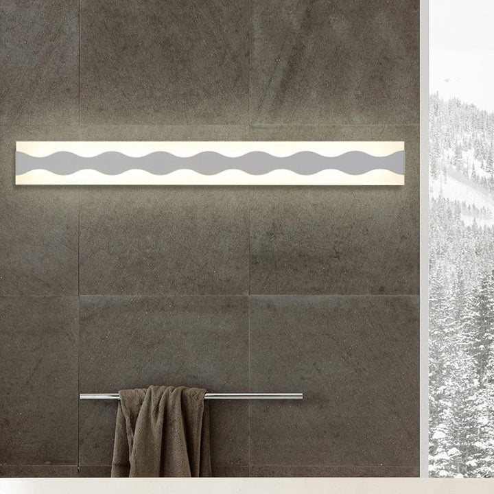 16"/19.5" Width LED Bathroom Mirror Lighting with Wave Acrylic Shade White Wall Sconce in Warm/White Light