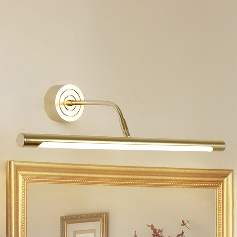 16"/20" W Slim Cylindrical Makeup Mirror Light Modernism Metal LED Gold Wall Mount Lamp for Bedroom, Warm/White Lighting